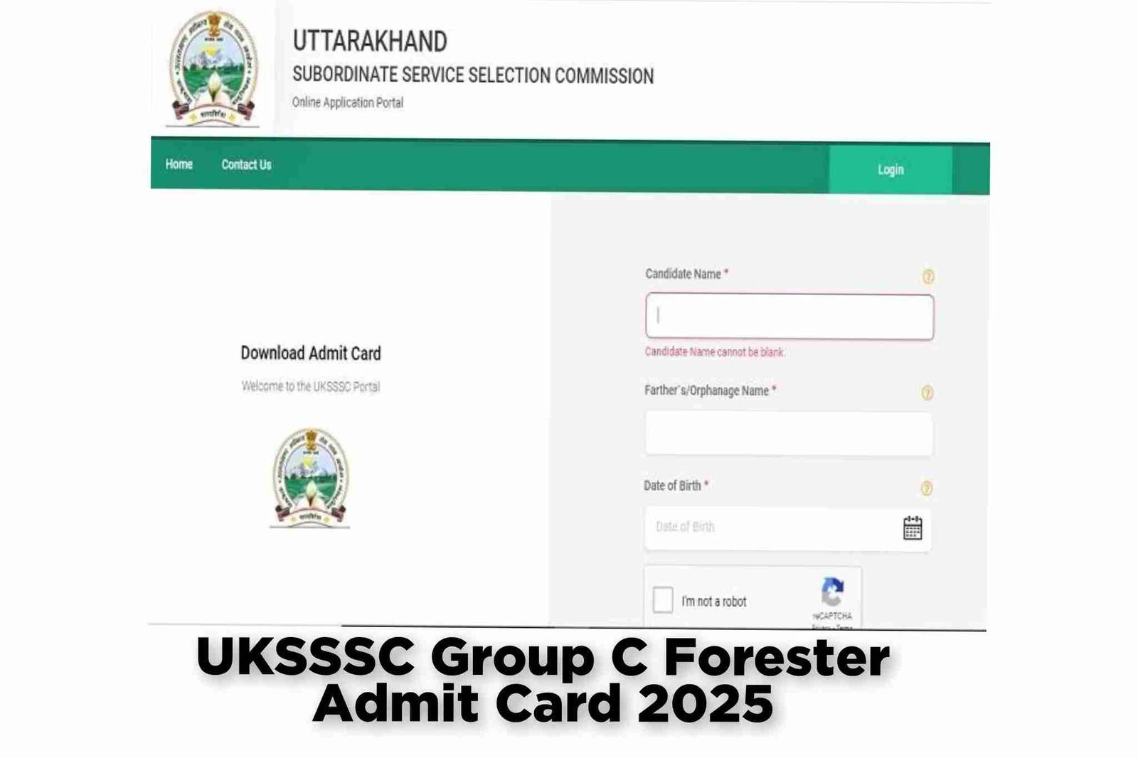 UKSSSC Group C Forester Admit Card 2025 – Out