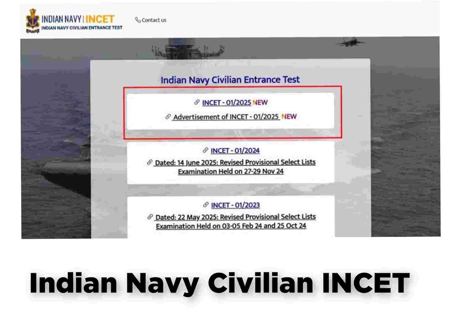 Indian Navy Civilian INCET Online Form 2025